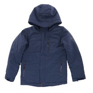 SYNC Performance Ski Jacket Boys 12 Hooded Winter Snowboard Nylon Coat Navy Blue